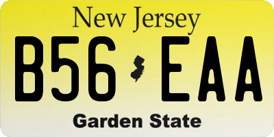 NJ license plate B56EAA