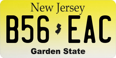 NJ license plate B56EAC