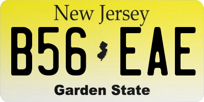 NJ license plate B56EAE