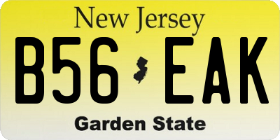 NJ license plate B56EAK