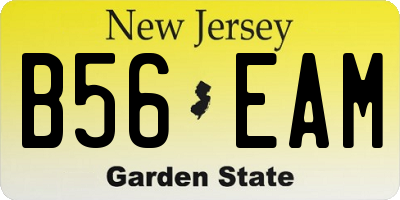 NJ license plate B56EAM