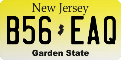 NJ license plate B56EAQ