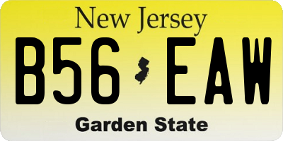 NJ license plate B56EAW