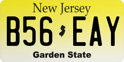 NJ license plate B56EAY
