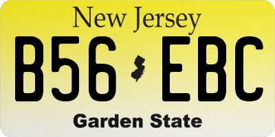 NJ license plate B56EBC