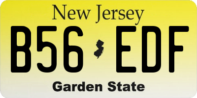 NJ license plate B56EDF