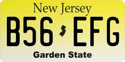NJ license plate B56EFG