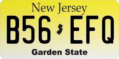 NJ license plate B56EFQ