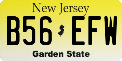 NJ license plate B56EFW