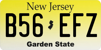 NJ license plate B56EFZ
