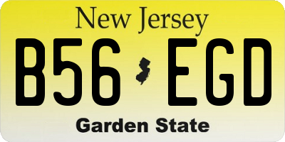 NJ license plate B56EGD