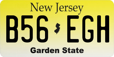 NJ license plate B56EGH
