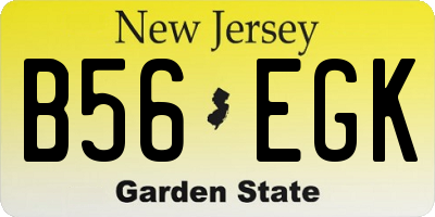 NJ license plate B56EGK
