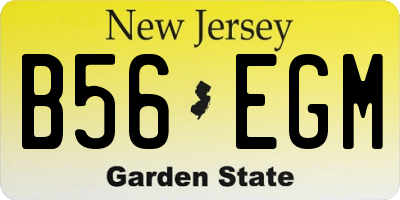 NJ license plate B56EGM