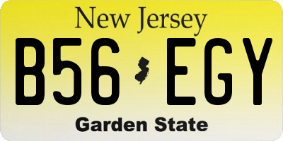 NJ license plate B56EGY