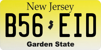 NJ license plate B56EID