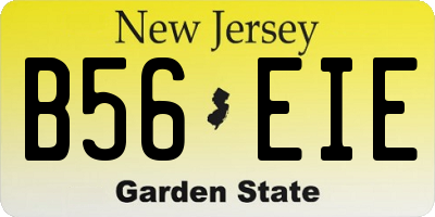 NJ license plate B56EIE