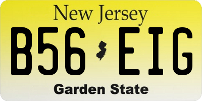 NJ license plate B56EIG
