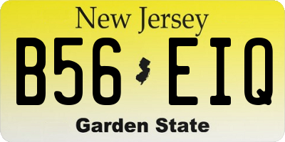 NJ license plate B56EIQ