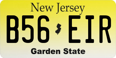 NJ license plate B56EIR