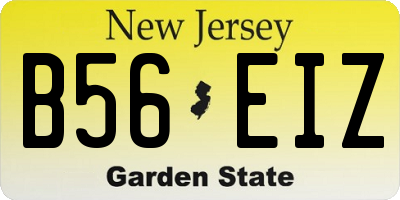 NJ license plate B56EIZ