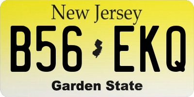 NJ license plate B56EKQ