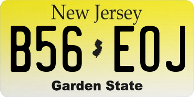NJ license plate B56EOJ