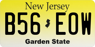 NJ license plate B56EOW