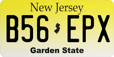 NJ license plate B56EPX