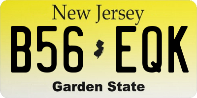 NJ license plate B56EQK