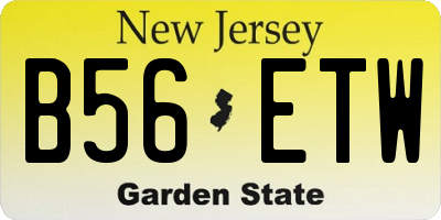 NJ license plate B56ETW