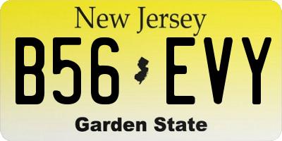NJ license plate B56EVY