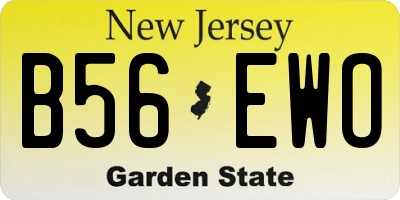 NJ license plate B56EWO