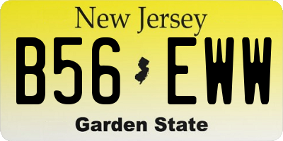 NJ license plate B56EWW