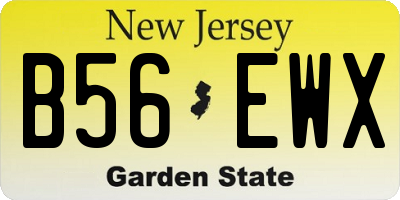 NJ license plate B56EWX