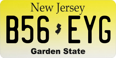NJ license plate B56EYG