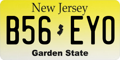 NJ license plate B56EYO