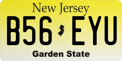 NJ license plate B56EYU