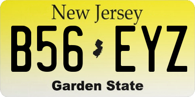 NJ license plate B56EYZ
