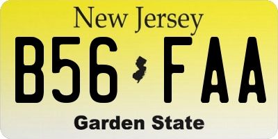 NJ license plate B56FAA