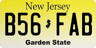 NJ license plate B56FAB