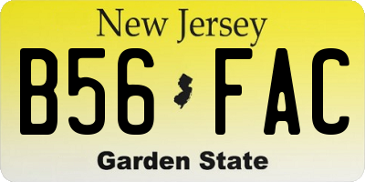 NJ license plate B56FAC
