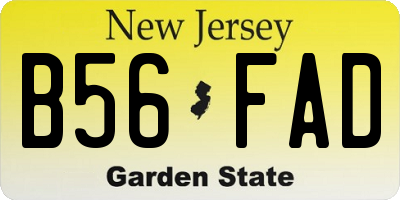 NJ license plate B56FAD