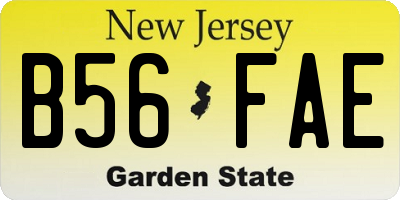 NJ license plate B56FAE