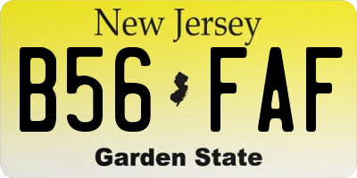 NJ license plate B56FAF