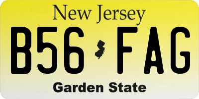 NJ license plate B56FAG
