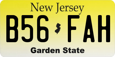 NJ license plate B56FAH