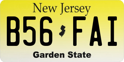 NJ license plate B56FAI