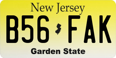 NJ license plate B56FAK