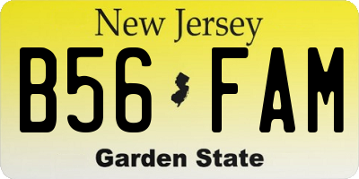 NJ license plate B56FAM